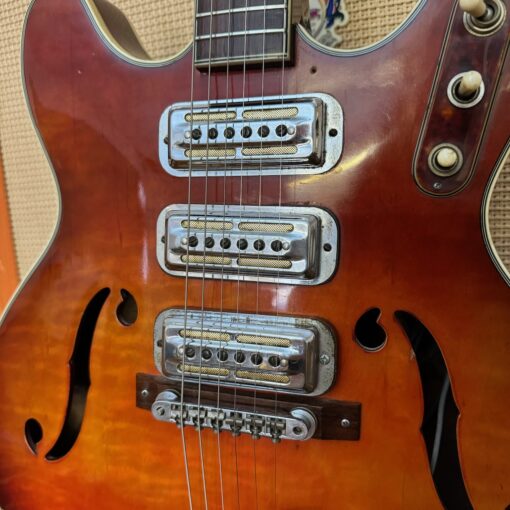 Vintage 1960s Harmony H77 Redburst USA Gold Foil Guitar