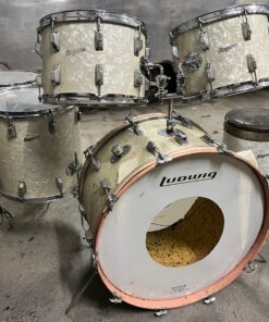 Vintage 1960s Rogers BIG Sizes White Marine Pearl Drum Kit