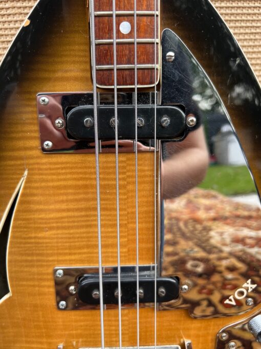 Vintage 1960s Vox Teardrop Bill Wyman Sunburst Bass Guitar