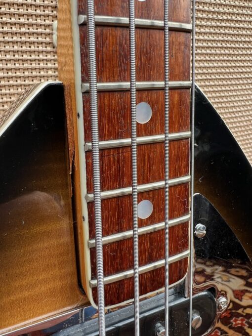 Vintage 1960s Vox Teardrop Bill Wyman Sunburst Bass Guitar