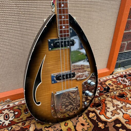 Vintage 1960s Vox Teardrop Bill Wyman Sunburst Bass Guitar