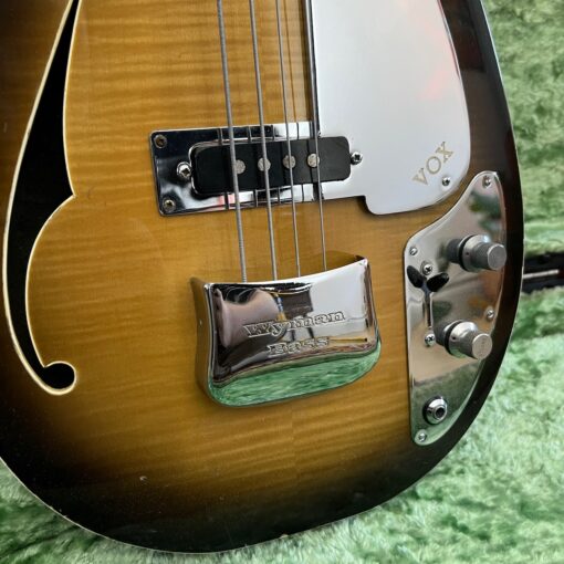 Vintage 1960s Vox Teardrop Bill Wyman Sunburst Bass Guitar OHSC