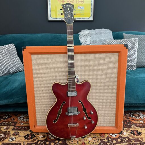 Vintage 1963 Hofner Verithin Cherry Red Archtop Guitar