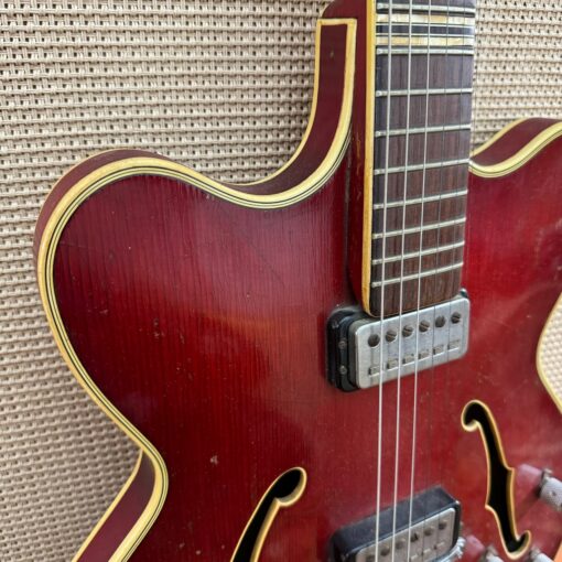 Vintage 1963 Hofner Verithin Cherry Red Archtop Guitar