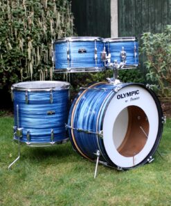 Vintage 1970s Premier Olympic Blue Silk Pearl Drum Kit