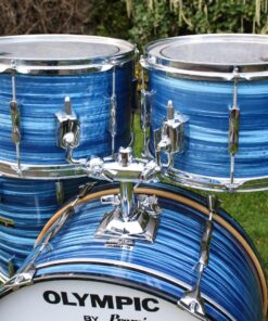 Vintage 1970s Premier Olympic Blue Silk Pearl Drum Kit