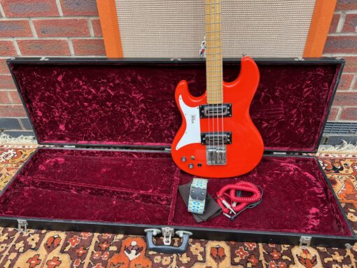 Vintage 1970s Wilson Watkins WEM Rapier Red Lefty Bass Guitar
