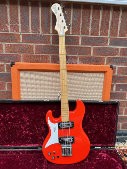 Vintage 1970s Wilson Watkins WEM Rapier Red Lefty Bass Guitar